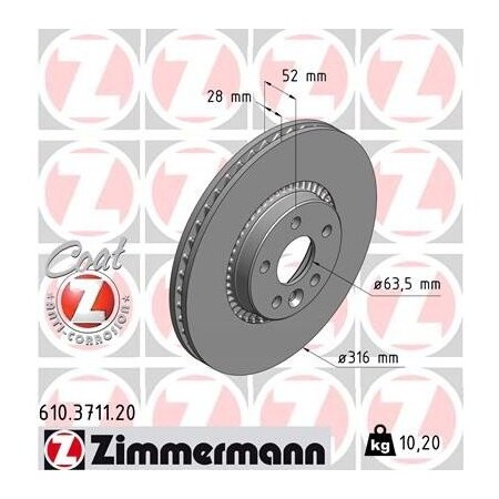 Zimmermann Brake Disc - Standard/Coated, 610371120 610371120